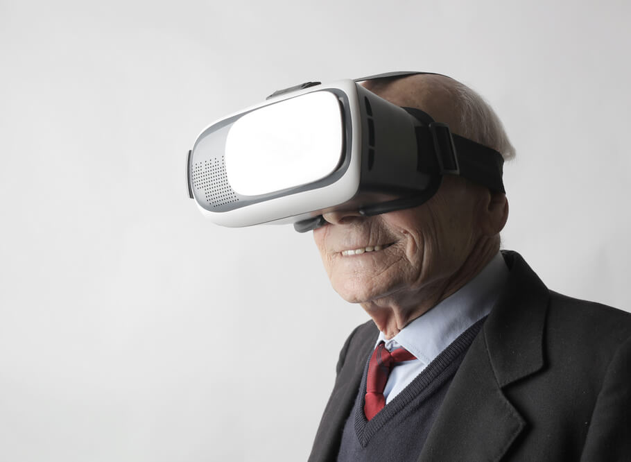 Old Man learning virtual reality